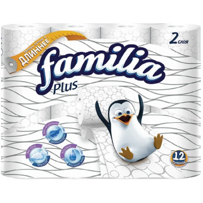 5070655 Familia Plus Туалетная бумага в стандартных рулонах 2 слоя, 15 метров.