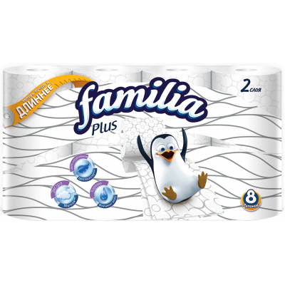 5077485 Familia Plus Туалетная бумага в стандартных рулонах 2 слоя, 16,2 метров.