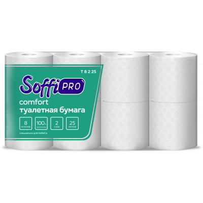 10900981 Туалетная бумага в стандартных рулонах Soffipro 2 слоя 25 метров
