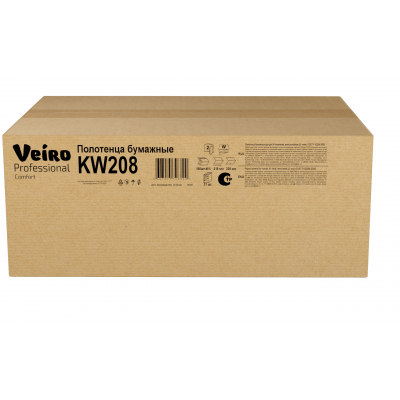 KW208 Бумажные листовые полотенца W-сложение Veiro Professional Comfort 2 слоя, 150 листов.
