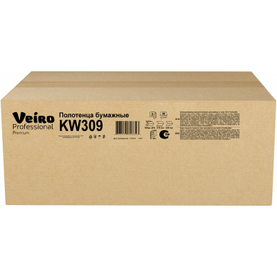 KW309 Бумажные листовые полотенца W-сложение Veiro Professional Premium 2 слой, 200 листов.