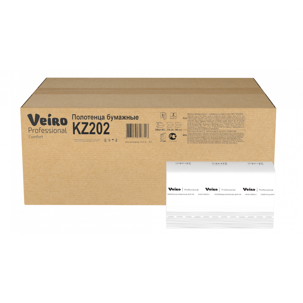 KZ202 Бумажные листовые полотенца Z-сложение Veiro Professional Comfort
