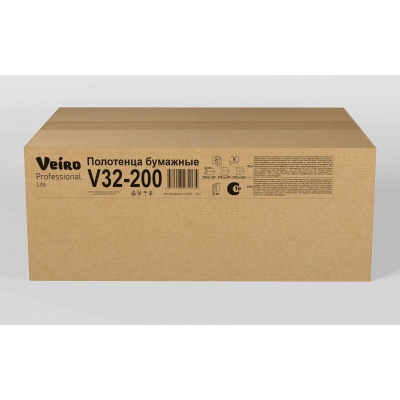 V32-200 Бумажные листовые полотенца V-сложение Veiro Professional Premium 2 слоя, 200 листов.