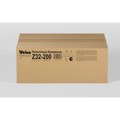 Z32-200 Бумажные листовые полотенца Z-сложение Veiro Professional Lite Premium 2 слой, 200 листов.