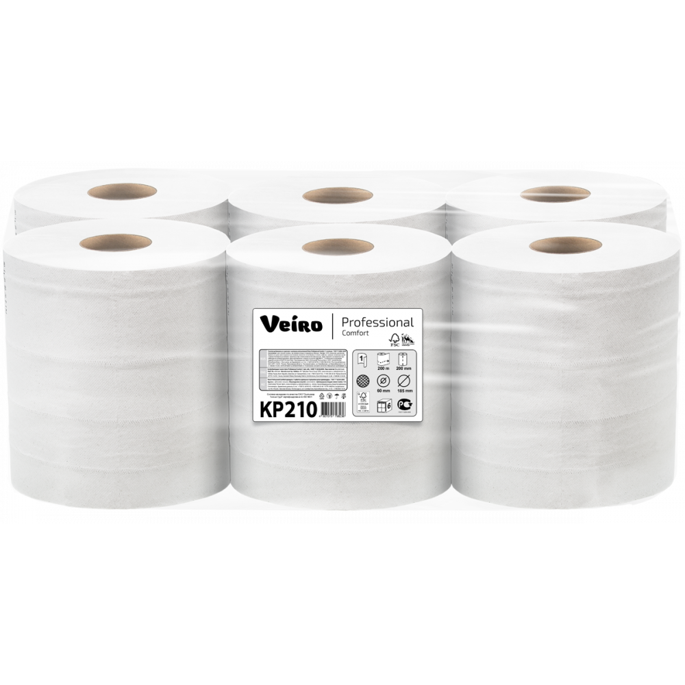 KP210 Бумажные рулонные полотенца Veiro Professional Comfort с центральной вытяжкой