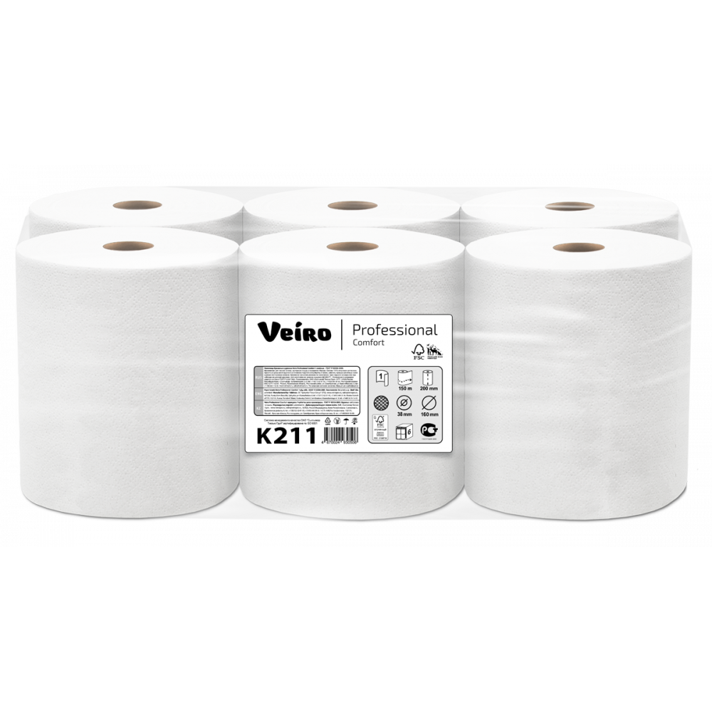 K211 Бумажные рулонные полотенца Veiro Professional Comfort