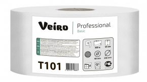 T101 Туалетная бумага в больших рулонах Veiro Professional Basic 1слой 450 метров