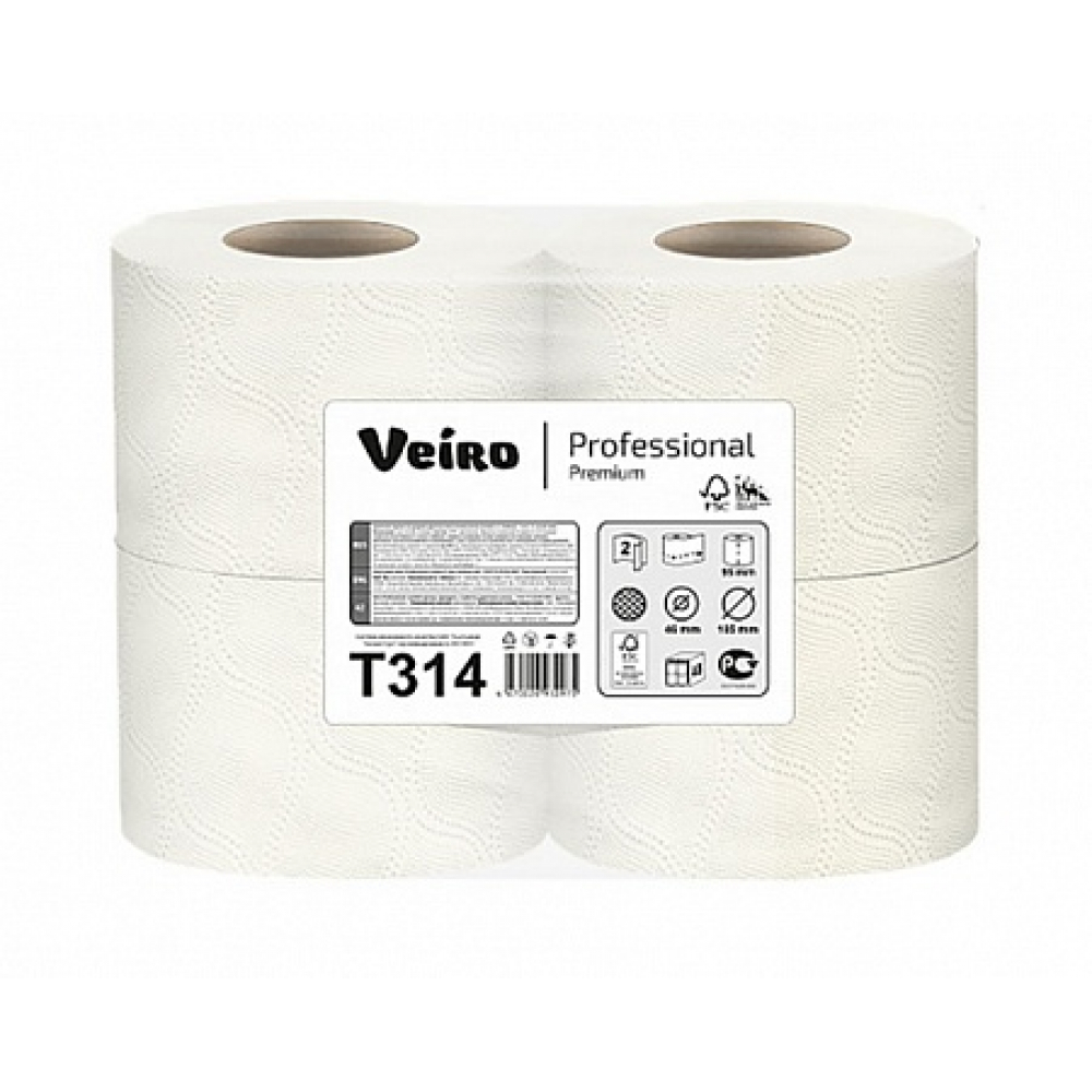 T314 Туалетная бумага в стандартных рулонах Veiro Professional Premium 2слоя 20метров