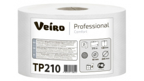 TP210 Туалетная бумага в средних рулонах с центральной вытяжкой Veiro Professional Comfort 2 слоя 215 метров