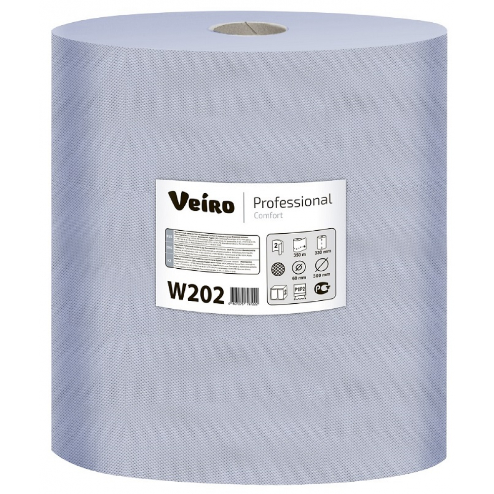 W202 Протирочный материал Veiro Professional Comfort, синий 2 слоя, р\л: 33*35 см, 350 метра