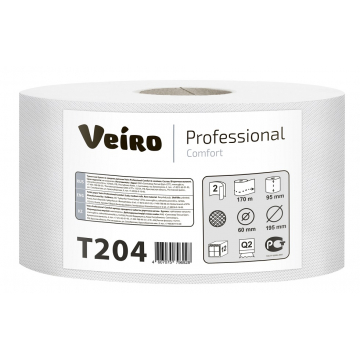 T204 Туалетная бумага в средних рулонах Veiro Professional Comfort 2 слоя 170 метров